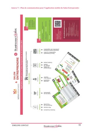 EMELINE CONTAT 52
Annexe V : Plan de communication pour l’application mobile du Salon Entreprendre
 