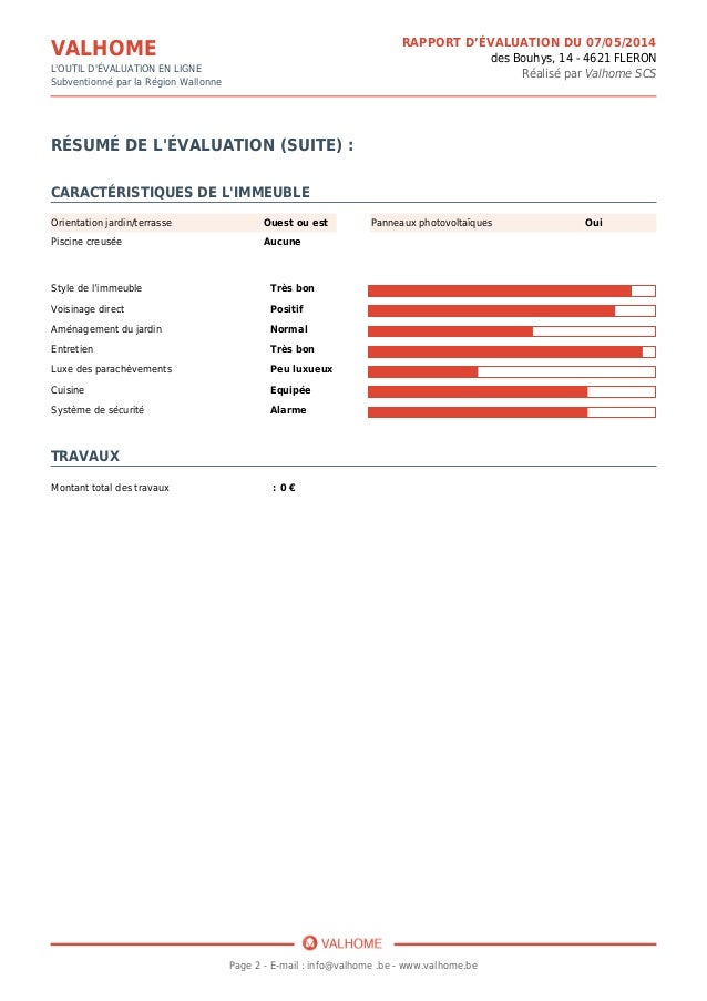 Exemple d'un rapport d'évaluation immobilière par \