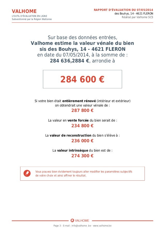 lettre d avis de valeur d un bien immobilier