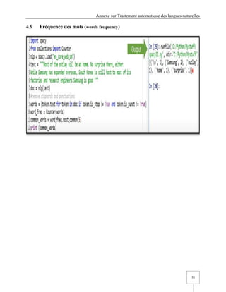 Annexe sur Traitement automatique des langues naturelles
58
4.9 Fréquence des mots (words frequency)
 