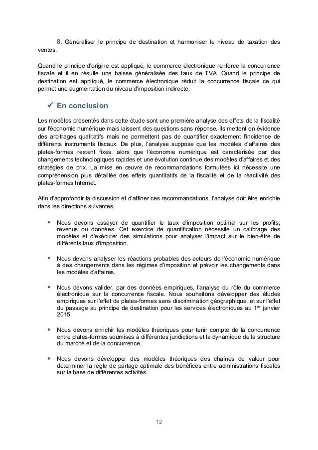 Rapport France Stratégies La Fiscalité Du Numérique Quels - 