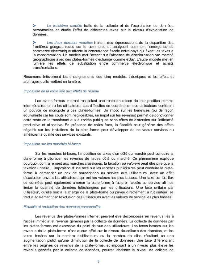 Rapport France Stratégies La Fiscalité Du Numérique Quels - 