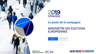Le pouls de la campagne
BAROMÈTRE DES ÉLECTIONS
EUROPÉENNES
VAGUE 5 14 avril 2019
 