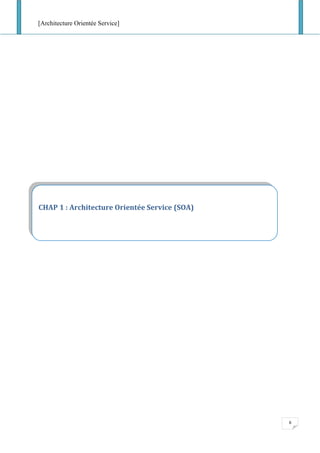 [Architecture Orientée Service]
6
CHAP 1 : Architecture Orientée Service (SOA)
 