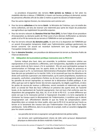 Projet de reconversion des secteurs d’irrigation N 1-2 du Nfis et Oulad Gaid de la Tassaout Amont
Plan d’Acquisition des T...