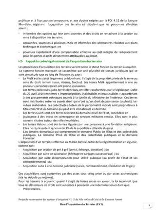 Projet de reconversion des secteurs d’irrigation N 1-2 du Nfis et Oulad Gaid de la Tassaout Amont
Plan d’Acquisition des T...