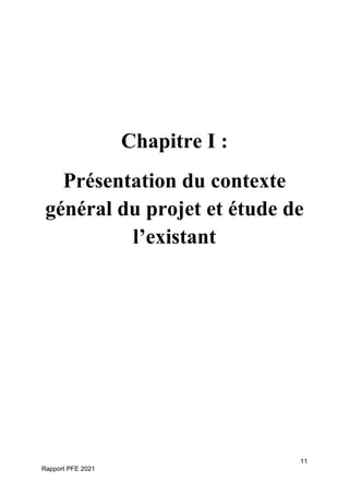 11
Rapport PFE 2021
Chapitre I :
Présentation du contexte
général du projet et étude de
l’existant
 
