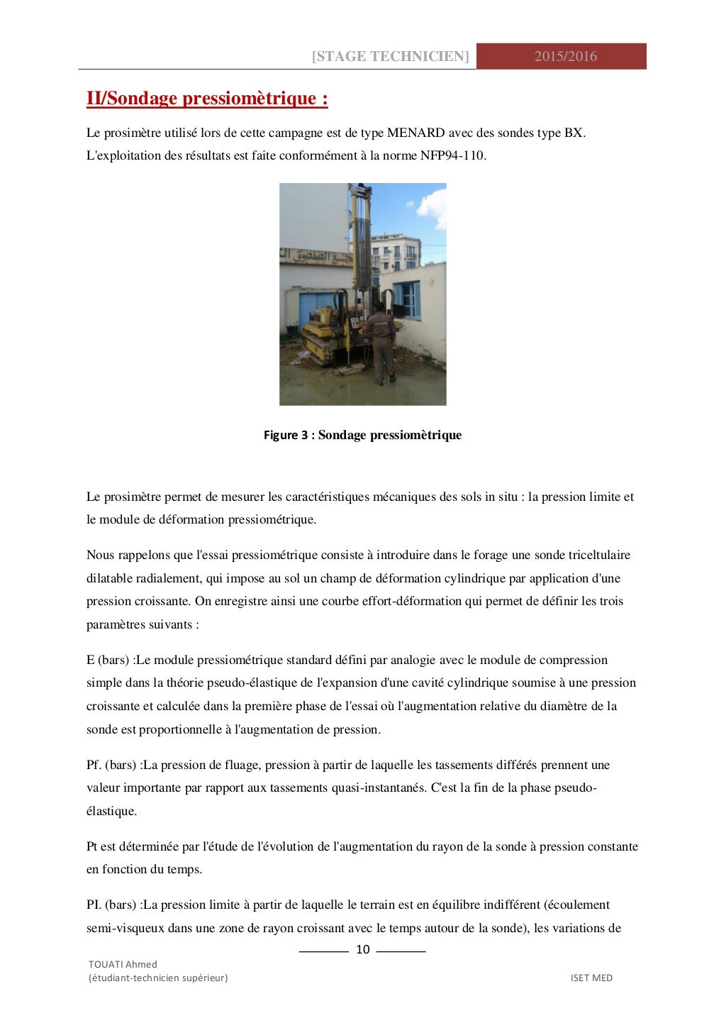 rapport de stage génie civil géotechnique