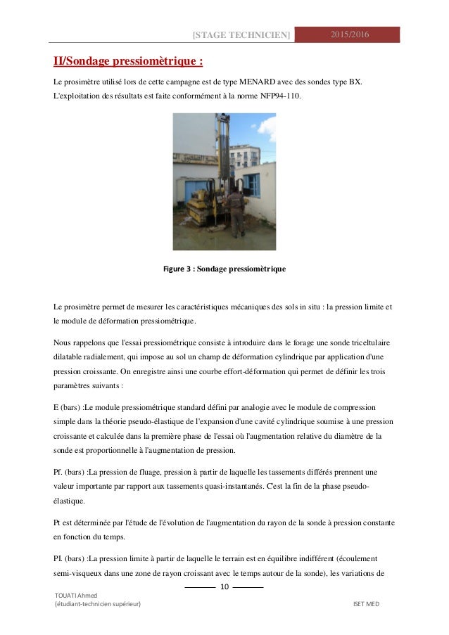 rapport de stage génie civil géotechnique