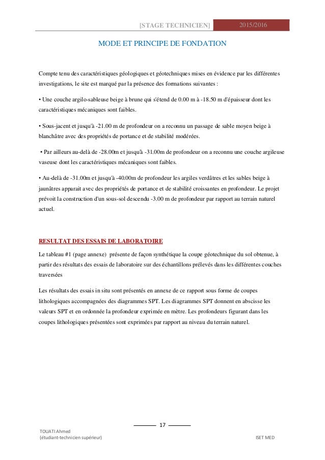 rapport de stage génie civil géotechnique