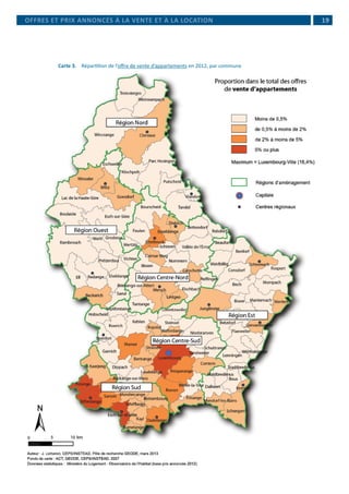  19
Carte 3. 	 Répartition de l’offre de vente d’appartements en 2012, par commune
OFFRES ET PRIX ANNONCÉS À LA VENTE ET À LA LOCATION
 