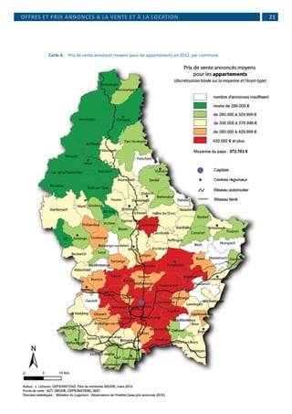  21
Carte 4. 	 Prix de vente annoncés moyens pour les appartements en 2012, par commune
OFFRES ET PRIX ANNONCÉS À LA VENTE ET À LA LOCATION
 