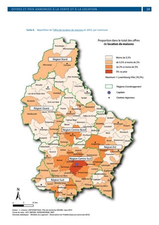  28
Carte 6. 	 Répartition de l’offre de location de maisons en 2012, par commune
OFFRES ET PRIX ANNONCÉS À LA VENTE ET À LA LOCATION
 