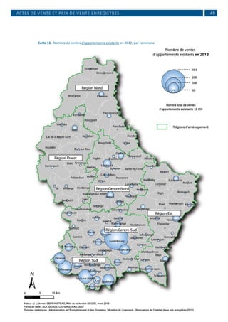  49
Carte 11. 	Nombre de ventes d’appartements existants en 2012, par commune
ACTES DE VENTE ET PRIX DE VENTE ENREGISTRÉS
 