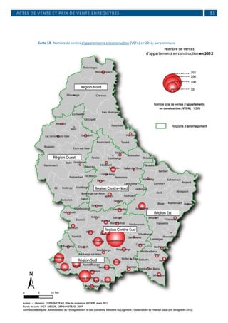  53
Carte 13. 	Nombre de ventes d’appartements en construction (VEFA) en 2012, par commune
ACTES DE VENTE ET PRIX DE VENTE ENREGISTRÉS
 