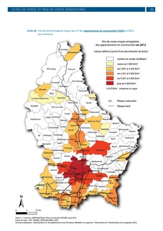  55
Carte 14. 	Prix de vente enregistré moyen par m² des appartements en construction (VEFA) en 2012,
par commune
ACTES DE VENTE ET PRIX DE VENTE ENREGISTRÉS
 