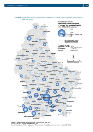  64
Carte 18. 	Superficie des terrains consommés par des bâtiments à l’intérieur des zones d’habitat par commune
entre 2004 et 2010
OBSERVATION FONCIERE
 