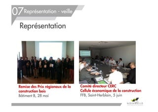 Remise des Prix régionaux de la
construction bois
Bâtiment B, 28 mai
Comité directeur CERC
Cellule économique de la construction
FFB, Saint-Herblain, 5 juin
Représentation - veille
Représentation
,145
07
 