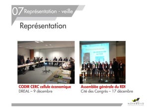 CODIR CERC cellule économique
DREAL – 9 décembre
Représentation - veille
Représentation
07
152
Assemblée générale du RDI
Cité des Congrès – 17 décembre
 