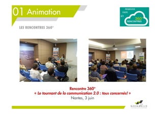 01 Animation
Rencontre 360°
« Le tournant de la communication 2.0 : tous concernés! »
Nantes, 3 juin
27
LES RENCONTRES 360°
 