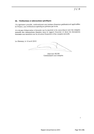 Rapport Annuel Exercice 2014 Page 104 (108)
 