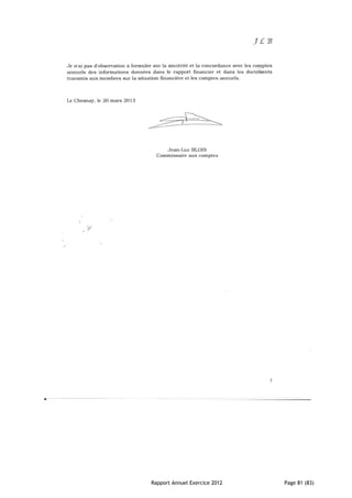 Rapport Annuel Exercice 2012   Page 81 (83)
 