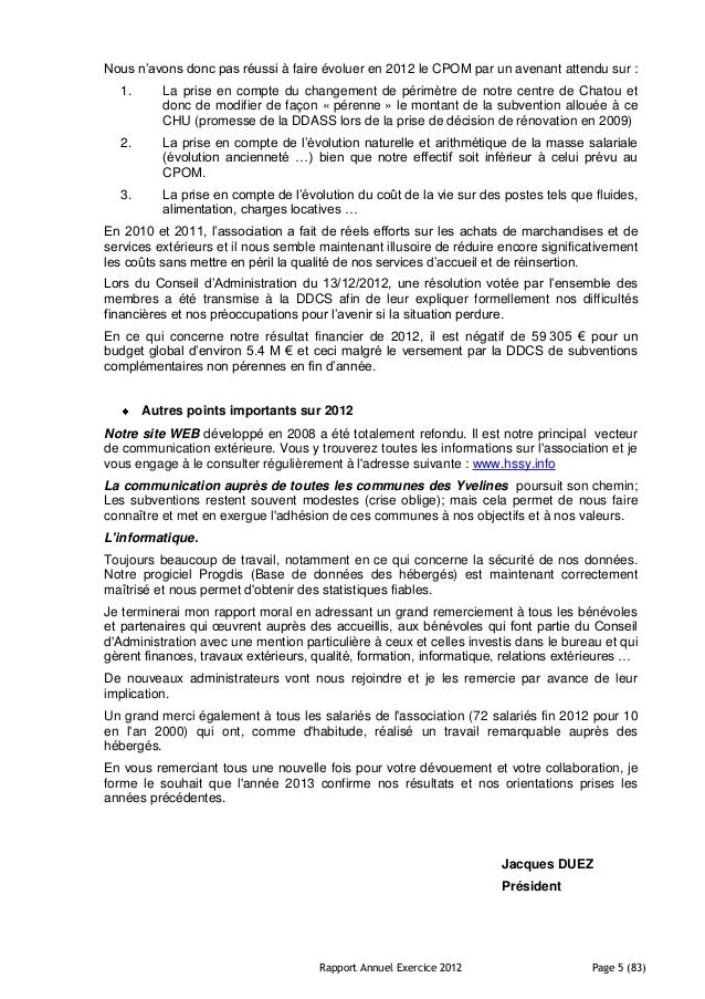 Rapport annuel exercice 2012