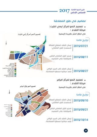 20
2017‫الثامنة‬ ‫الدورة‬ ‫تقرير‬
‫اإلداري‬ ‫للمجلس‬
‫هامة‬ ‫تواريخ‬
2015/07/21‫العمالة‬ ‫لمصالح‬ ‫الملف‬ ‫إرسال‬
‫العاملي؛‬ ‫ار‬‫ر‬‫الق‬ ‫الستصدار‬
2015/08/27
‫الوالي‬ ‫السيد‬ ‫إلى‬ ‫الملف‬ ‫إرسال‬
.‫المصادقة‬ ‫مسطرة‬ ‫مباشرة‬ ‫قصد‬
2015/08/11‫الخاص‬ ‫العاملي‬ ‫ار‬‫ر‬‫الق‬ ‫صدور‬
‫التصميم؛‬ ‫على‬ ‫بالموافقة‬
‫هامة‬ ‫تواريخ‬
2015/09/10‫العمالة‬ ‫لمصالح‬ ‫الملف‬ ‫إرسال‬
‫العاملي؛‬ ‫ار‬‫ر‬‫الق‬ ‫الستصدار‬
2015/10/14
‫الوالي‬ ‫السيد‬ ‫إلى‬ ‫الملف‬ ‫إرسال‬
.‫المصادقة‬ ‫مسطرة‬ ‫مباشرة‬ ‫قصد‬
2015/09/21‫الخاص‬ ‫العاملي‬ ‫ار‬‫ر‬‫الق‬ ‫صدور‬
‫التصميم؛‬ ‫على‬ ‫بالموافقة‬
‫المصادقة‬ ‫طور‬ ‫في‬ ‫تصاميم‬
:‫انتليت‬ ‫ايمي‬ ‫لمركز‬ ‫النمو‬ ‫تصميم‬ h
n
: ‫التقدم‬ ‫مرحلة‬
‫الرسمية‬ ‫بالجريدة‬ ‫النشر‬ ‫انتظار‬ ‫في‬
‫امر‬‫ر‬‫ام‬ ‫لمركز‬ ‫النمو‬ ‫تصميم‬ h
n
: ‫التقدم‬ ‫مرحلة‬
‫الرسمية‬ ‫بالجريدة‬ ‫النشر‬ ‫انتظار‬ ‫في‬
 