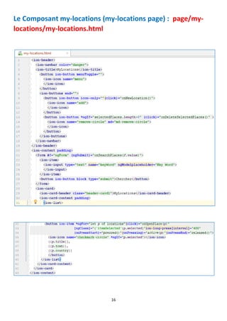 16
Le Composant my-locations (my-locations page) : page/my-
locations/my-locations.html
 