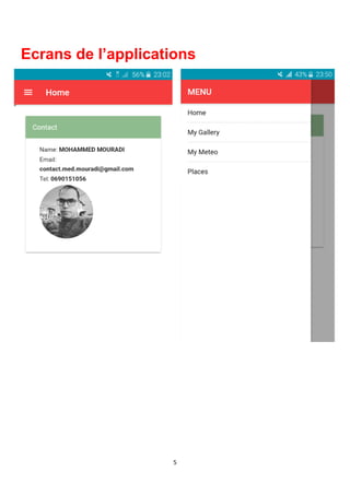 5
Ecrans de l’applications
 