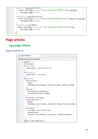 24
Page articles
ng g page articles
App.module.ts
 