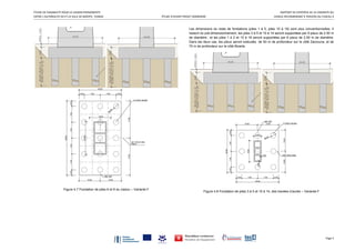 ÉTUDE DE FAISABILITÉ POUR LA LIAISON PERMANENTE   RAPPORT DE SYNTHÈSE DE LA VARIANTE DU 
ENTRE L’AUTOROUTE A4 ET LA VILLE DE BIZERTE, TUNISIE  ÉTUDE D’AVANT PROJET SOMMAIRE  VIADUC RECOMMANDÉ À TRAVERS DU FUSEAU 4 
  Page 5 
Figure 4.7 Fondation de piles 6 et 9 du viaduc – Variante F
Les dimensions du reste de fondations (piles 1 à 5, piles 10 à 18) sont plus conventionnelles. Il
ressort du pré-dimensionnement, les piles 3 à 5 et 10 à 14 seront supportées par 9 pieux de 2.50 m
de diamètre ; et les piles 1 à 2 et 15 à 18 seront supportées par 6 pieux de 2.50 m de diamètre.
Dans les deux cas, les pieux seront exécutés de 50 m de profondeur sur le côté Zarzouna, et de
70 m de profondeur sur le côté Bizerte.
Figure 4.8 Fondation de piles 3 à 5 et 10 à 14, des travées d’accès – Variante F
 