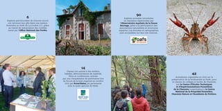 42
Animations organisées en 2015 sur la
préservation de la biodiversité en forêt, pour
14 classes de collèges et lycées de Charente,
par le Centre d’Etudes Techniques
et d’Expérimentations Forestières
de la Charente (organisateur), le Centre
National de la Propriété Forestière,
Charente Nature et l’Académie de Poitiers.
©CARMENSlaghuis
©CETEF16
76
90
Espèces animales introduites
en Aquitaine répertoriées par
l’Observatoire Aquitain de la Faune
Sauvage, grâce à la participation des
associations naturalistes et structures
expertes. Les données et cartographies
sont accessibles sur leur site internet.
14
Classes ont assisté à des ateliers,
balades, démonstrations de matériel,
films et conférences, animés
par une cinquantaine de partenaires lors
du forum de la haie organisé en octobre
2015 par Prom’Haies, en partenariat
avec le lycée agricole de Melle.
6
Espèces patrimoniales de chauves-souris
ont retrouvé leur gîte dans une maison
forestière en forêt de La Coubre (17), grâce
au travail de restauration des combles
mené par l’Office National des Forêts.
©ONF
©Prom’Haies
 