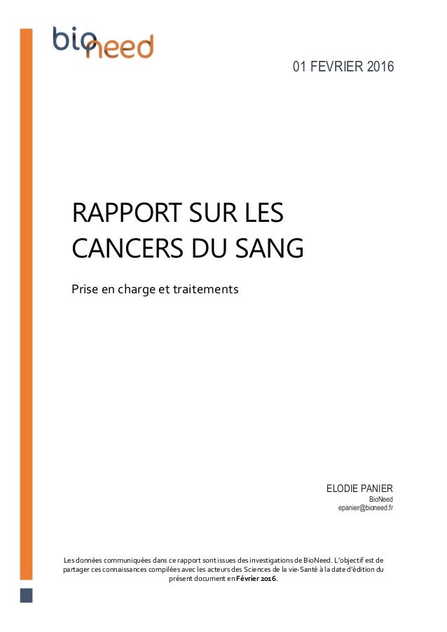 Rapport Cancer Du Sang 2016 Bioneed