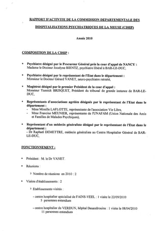 Rapport 2010 CDHP de la Meuse