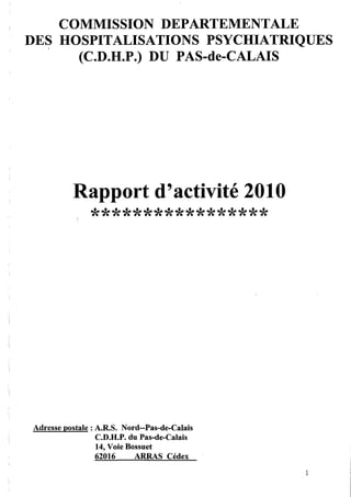Rapport 2010 CDHP du Pas de Calais