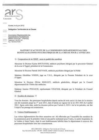 Rapport CDHP Creuse 2011