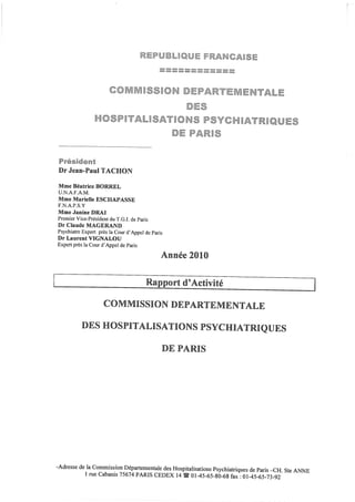Rapport CDHP Paris 2010