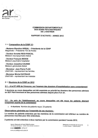 Rapport cdsp   aveyron - 12 - année 2012