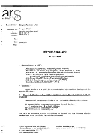 Rapport cdsp   tarn - 81- année 2012