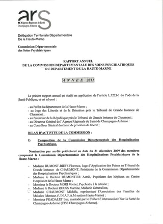 Rapport d'activité 2011 de la CDSP de la Haute Marne