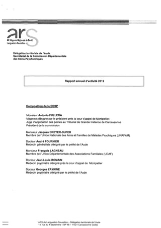 Rapport cdsp aude   11 - année 2012