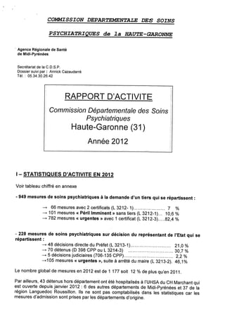 Rapport cdsp haute garonne - 31 - année 2012