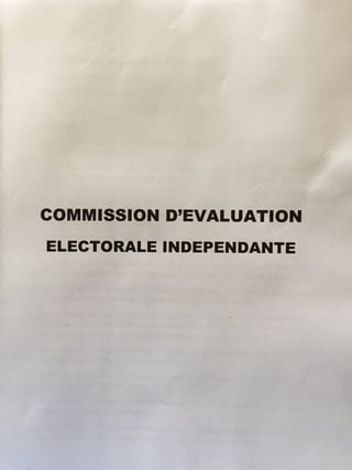 Rapport de la Commission d'Evaluation Electorale Indépendante