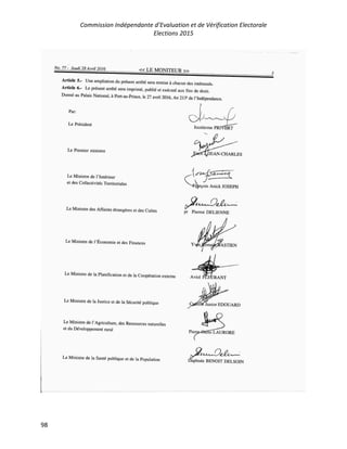 Commission Indépendante d’Evaluation et de Vérification Electorale
Elections 2015
98
 