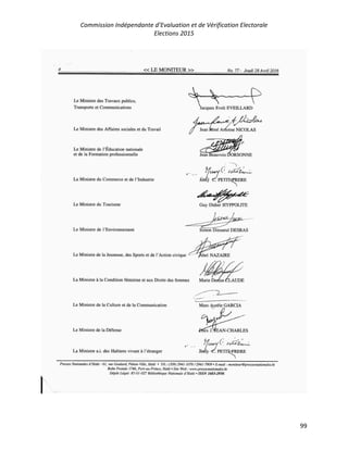Commission Indépendante d’Evaluation et de Vérification Electorale
Elections 2015
99
 