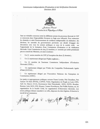 Commission Indépendante d’Evaluation et de Vérification Electorale
Elections 2015
101
 