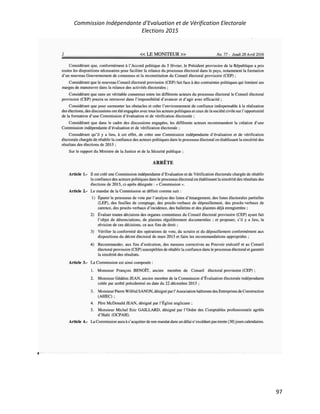 Commission Indépendante d’Evaluation et de Vérification Electorale
Elections 2015
97
 