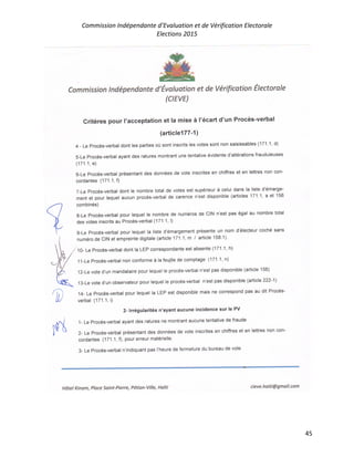 Commission Indépendante d’Evaluation et de Vérification Electorale
Elections 2015
45
 