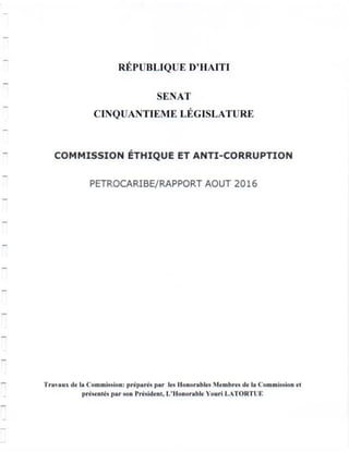 #Haiti : Rapport Préliminaire PetroCaribe du Sénat.-